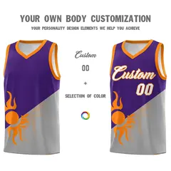 Purple Gray Two Tone Sunburst Design Basketball Jersey 4