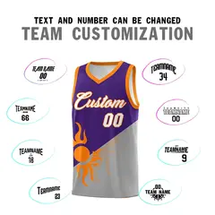 Purple Gray Two Tone Sunburst Design Basketball Jersey 5