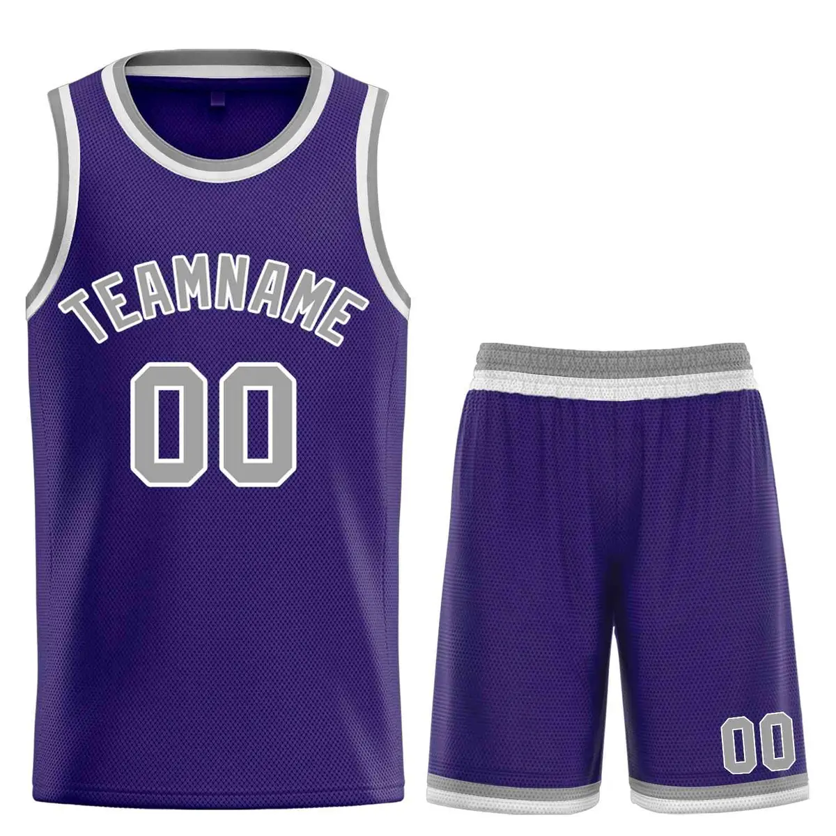Purple Gray-White Bull Classic Sets Curved Basketball Jersey