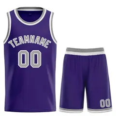 Purple Gray-White Bull Classic Sets Curved Basketball Jersey 1