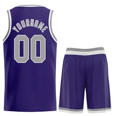 Purple Gray-White Classic Athletic Men Basketball Jersey 2