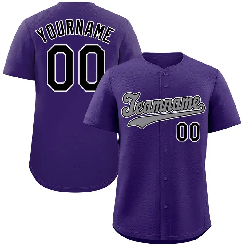 Purple Gray-White Classic Authentic Baseball Jersey