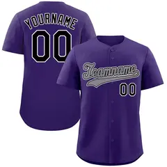 Purple Gray-White Classic Authentic Baseball Jersey 1