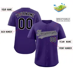 Purple Gray-White Classic Authentic Baseball Jersey 2