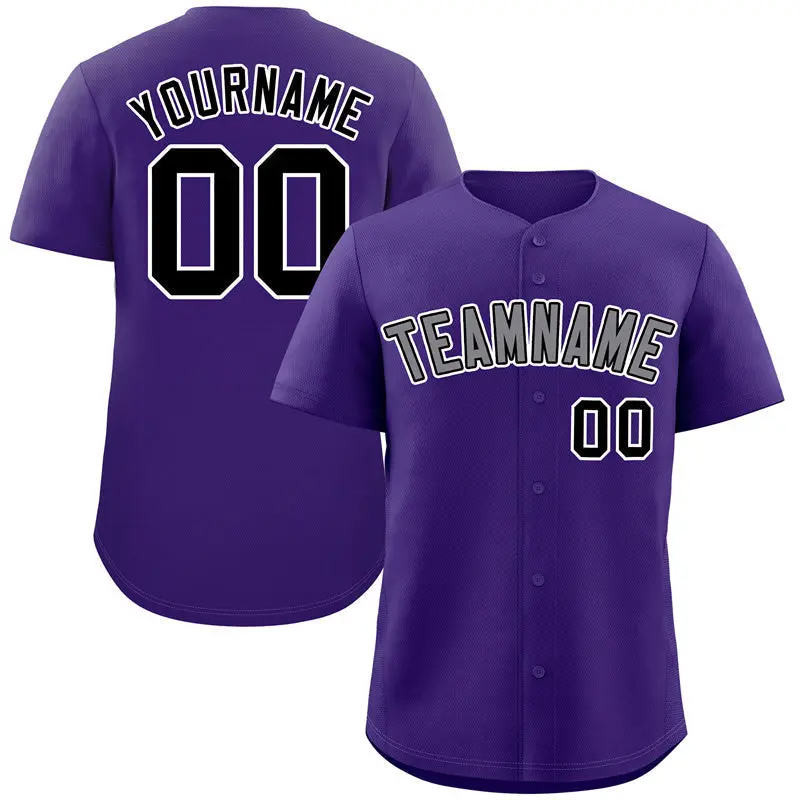 Purple Gray-White Classic Authentic Baseball Jersey
