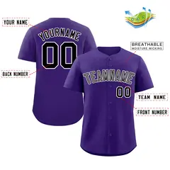 Purple Gray-White Classic Authentic Baseball Jersey 2
