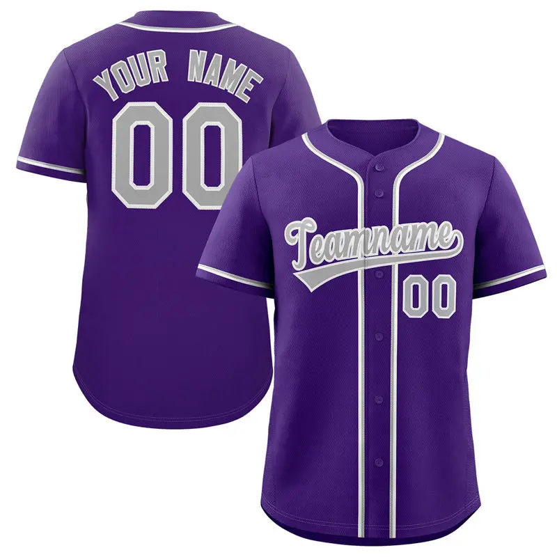 Purple Gray-White Classic Authentic Baseball Jersey