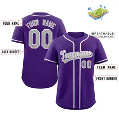 Purple Gray-White Classic Authentic Baseball Jersey 2