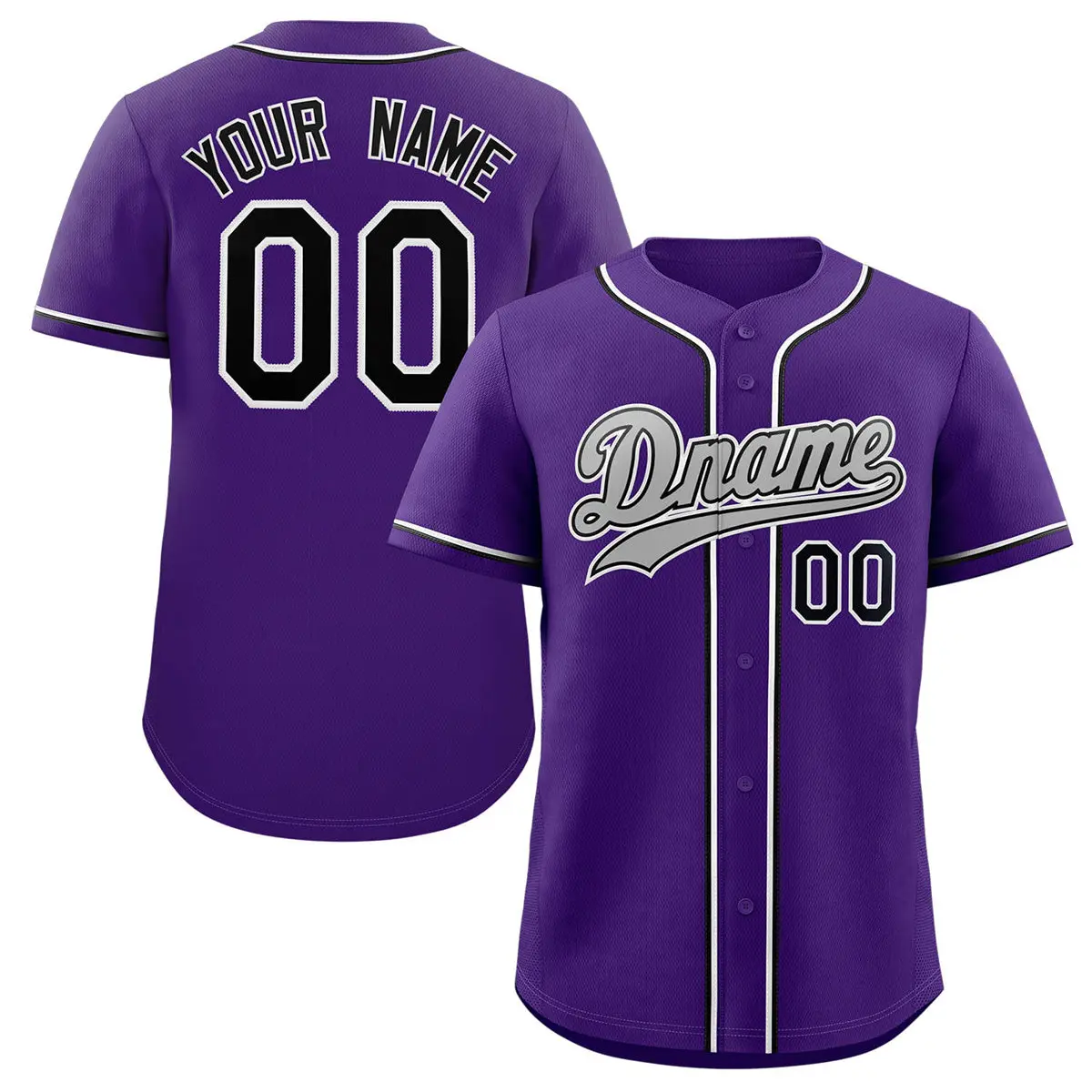 Purple Gray-White Classic Authentic Baseball Jersey