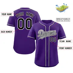 Purple Gray-White Classic Authentic Baseball Jersey 2