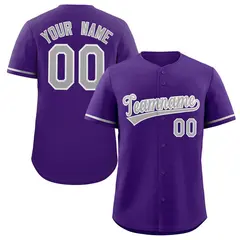 Purple Gray-White Classic Authentic Baseball Jersey