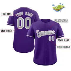 Purple Gray-White Classic Authentic Baseball Jersey 2