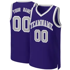 Purple Gray-White Classic Basketball Jersey 1