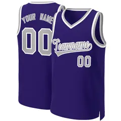 Purple Gray-White Classic Basketball Jersey 1
