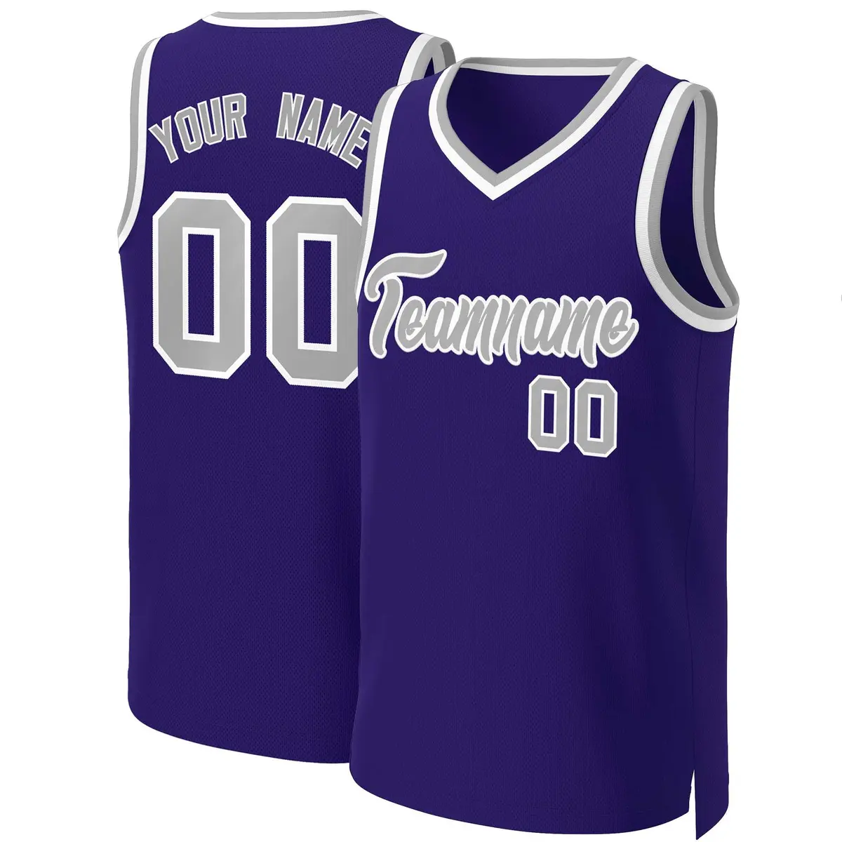 Purple Gray-White Classic Basketball Jersey