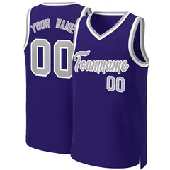 Purple Gray-White Classic Basketball Jersey 1