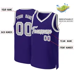 Purple Gray-White Classic Basketball Jersey 2