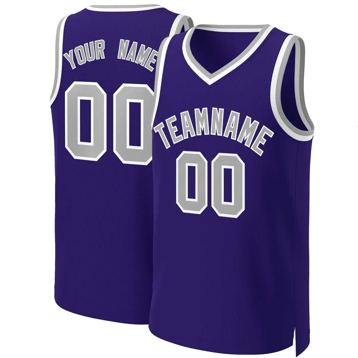 Purple Gray-White Classic Basketball Jersey