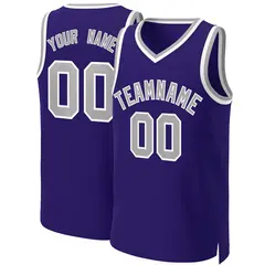 Purple Gray-White Classic Basketball Jersey 1
