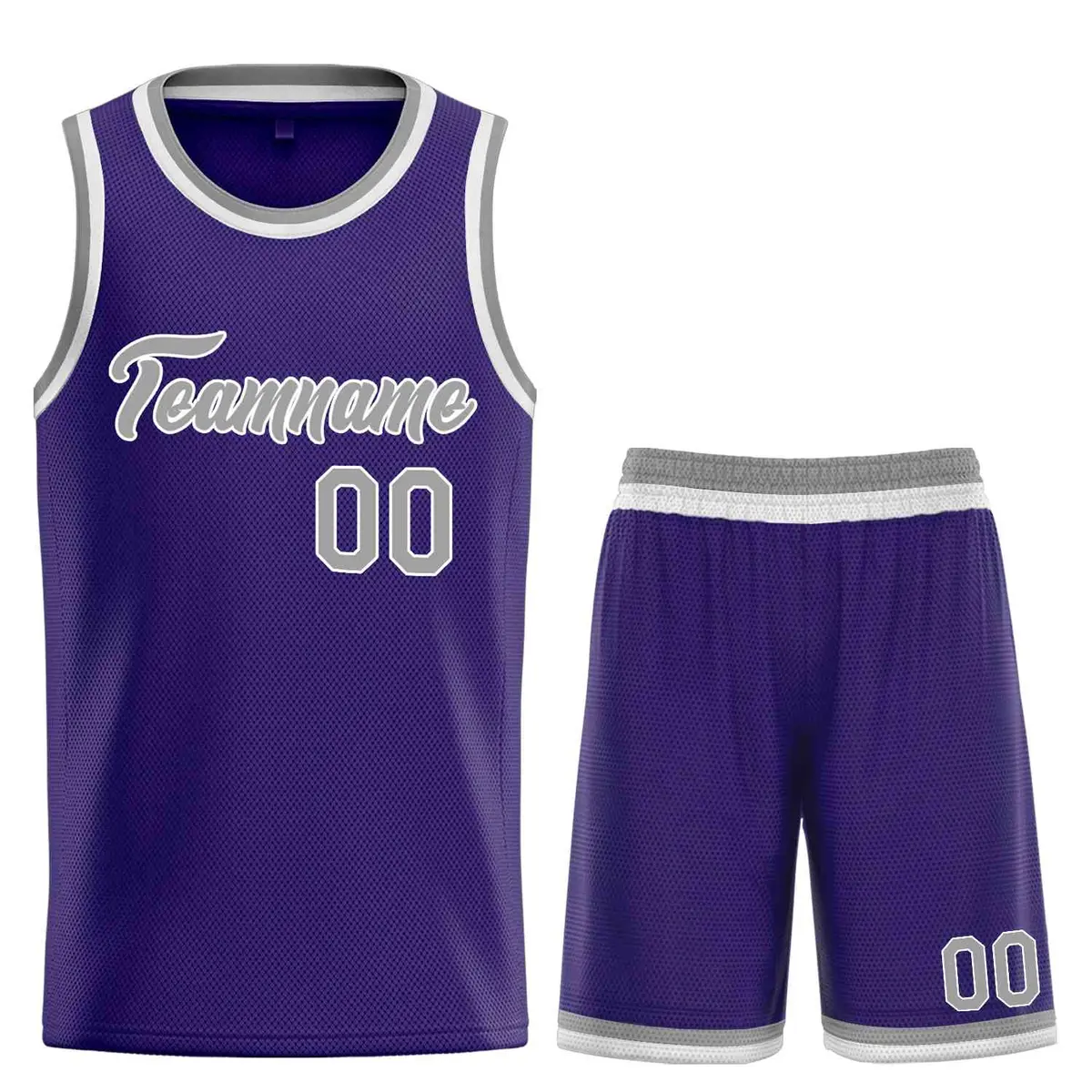 Purple Gray-White Classic Heal Sports Basketball Jersey