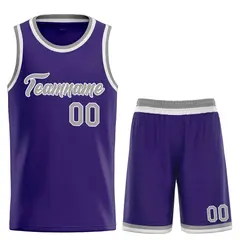 Purple Gray-White Classic Heal Sports Basketball Jersey