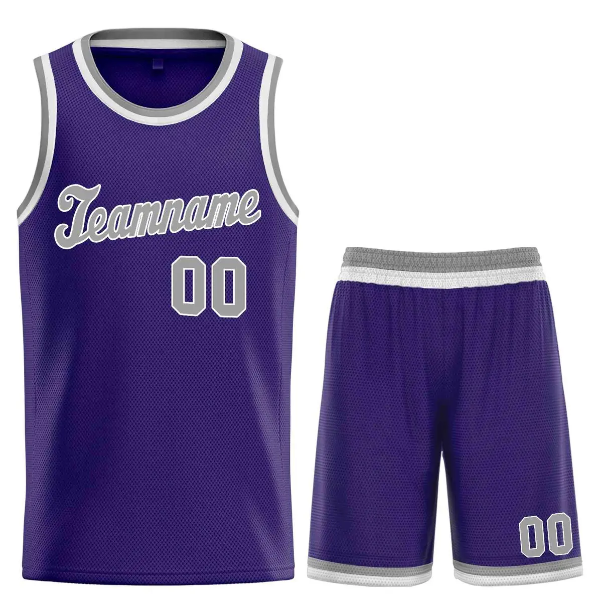 Purple Gray-White Classic Sets Basketball Uniform Jersey