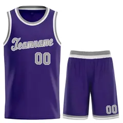Purple Gray-White Classic Sets Basketball Uniform Jersey