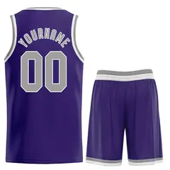 Purple Gray-White Classic Sets Basketball Uniform Jersey 2