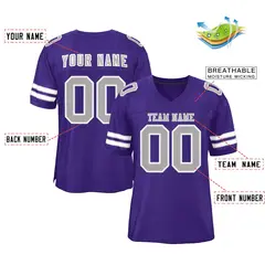 Purple Gray-White Classic Style Authentic Football Jersey 2