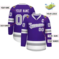Purple Gray-White Classic Style Hockey Jersey 2
