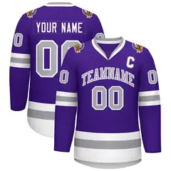 Purple Gray-White Classic Style Hockey Jersey 1