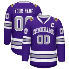 Purple Gray-White Classic Style Hockey Jersey 1