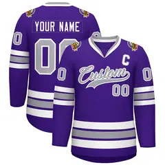 Purple Gray-White Classic Style Hockey Jersey 1