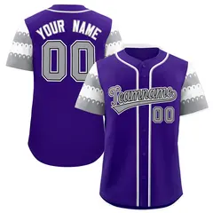Purple Gray White Flag Lace Sleeve Baseball Jersey