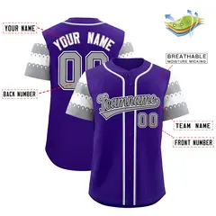Purple Gray White Flag Lace Sleeve Baseball Jersey 2
