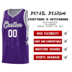 Purple Gray White Gradient Star Graffiti Basketball Jersey 2