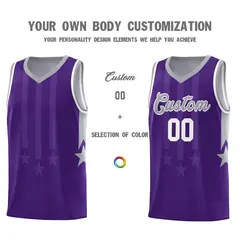 Purple Gray White Gradient Star Graffiti Basketball Jersey 3