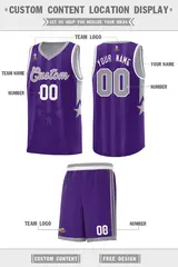 Purple Gray White Gradient Star Graffiti Basketball Jersey 5