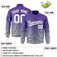 Purple Gray-White Gradient Varsity Letterman Bomber Jacket 2
