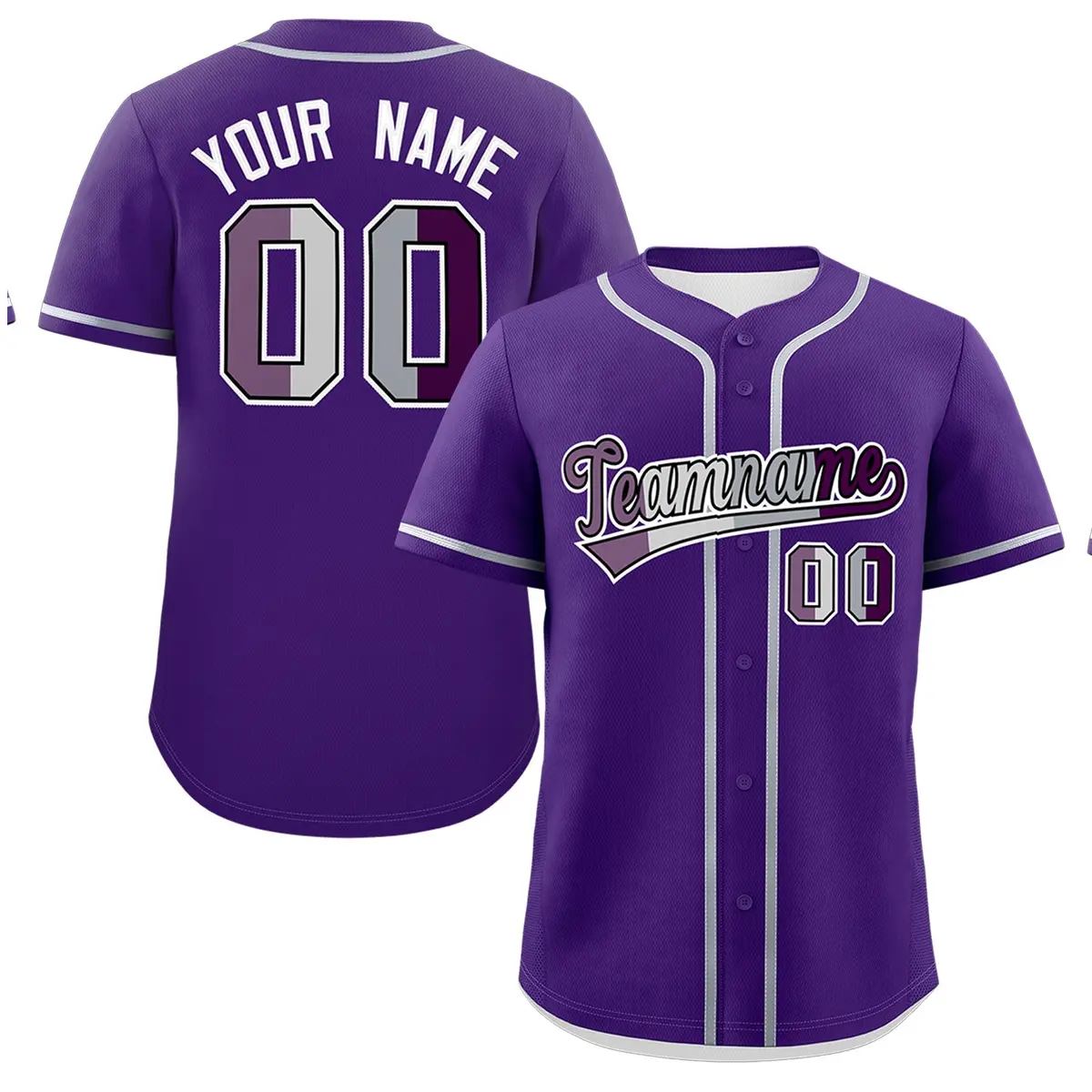 Purple Gray White Pride Month Baseball Jersey