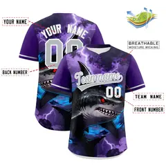 Purple Gray White Shark Graffiti Baseball Jersey 2