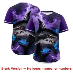 Purple Gray White Shark Graffiti Baseball Jersey 7