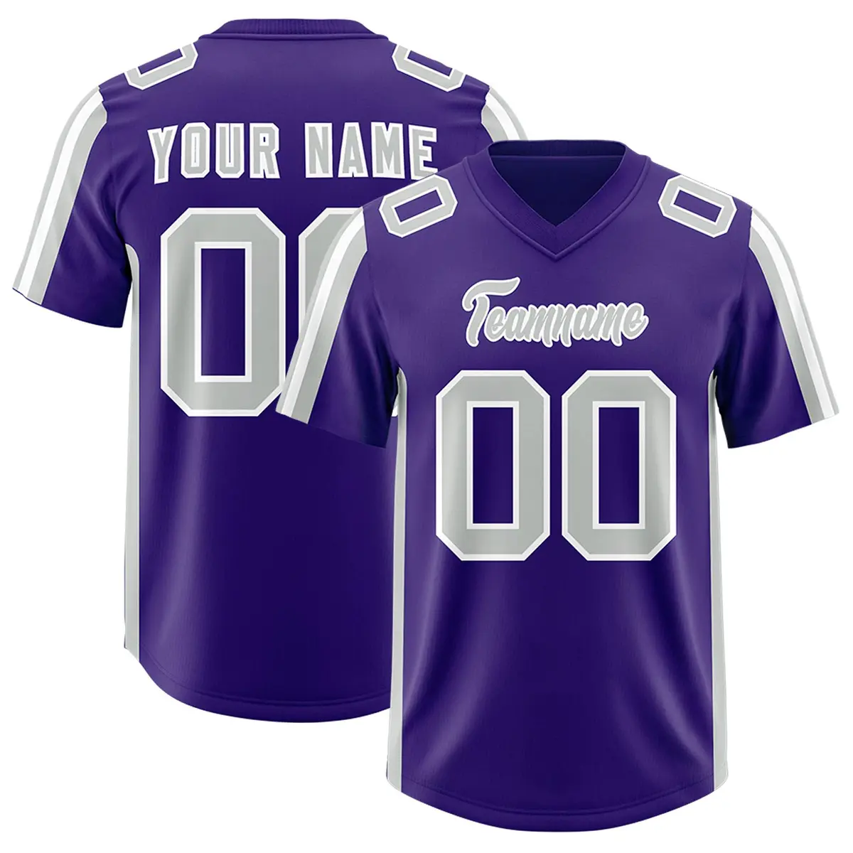 Purple Gray White Side Stripe Authentic Football Jersey