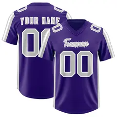 Purple Gray White Side Stripe Authentic Football Jersey
