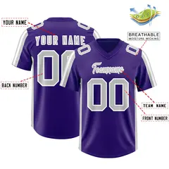Purple Gray White Side Stripe Authentic Football Jersey 2