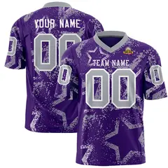 Purple Gray-White Star Graffiti Authentic Football Jersey