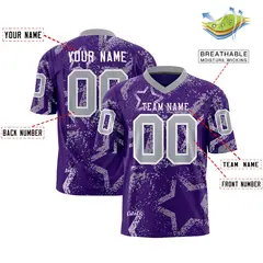 Purple Gray-White Star Graffiti Authentic Football Jersey 2
