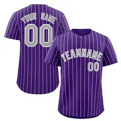 Purple Gray-White Stripe Authentic Fashion Baseball Jersey