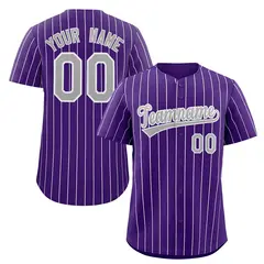 Purple Gray-White Stripe Authentic Fashion Baseball Jersey