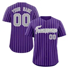 Purple Gray-White Stripe Authentic Fashion Baseball Jersey